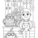 JJ’s Fun Robot Workshop Coloring Page