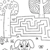 Puppy in a Puzzle Maze Coloring Page