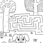 Puppy in a Puzzle Maze Coloring Page