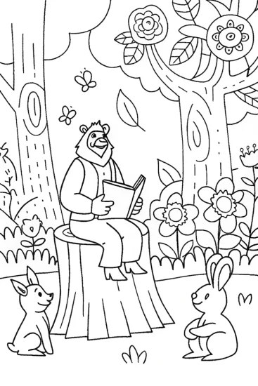 A coloring page of The Beast’s Gentle Garden Coloring Page