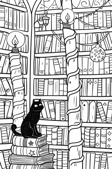 A coloring page of Panther in the Enchanted Library Coloring Page