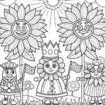 Whimsical Flower Parade Coloring Page