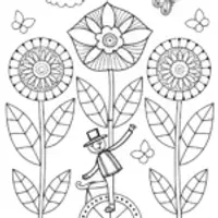 Whimsical Flower Troupe Coloring Page