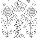 Whimsical Flower Troupe Coloring Page
