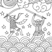 Aerial Duel of Demon Hunters Coloring Page