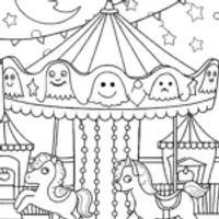 The Haunted Carnival Coloring Page