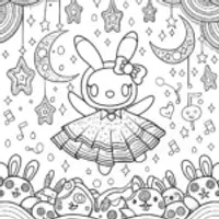 My Melody’s Starry Night Dance Coloring Page