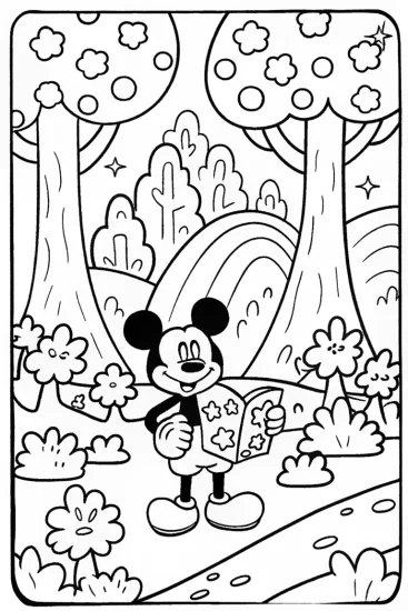 A coloring page of Mickey Mouse’s Enchanted Treasure Hunt Coloring Page