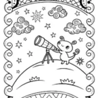 Axolotl Astronomer Coloring Page