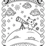 Axolotl Astronomer Coloring Page