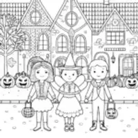 The Enchanted Trick-or-Treat Adventure Coloring Page