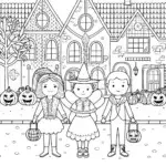 The Enchanted Trick-or-Treat Adventure Coloring Page