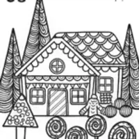 Gingerbread House Candy Market Coloring Page