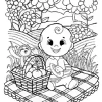 Baby’s Garden Picnic Adventure Coloring Page