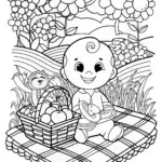 Baby’s Garden Picnic Adventure Coloring Page