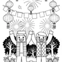 Steve and Alex Festival Coloring Page