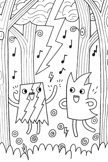 A coloring page of The Lightning Dance-off Coloring Page