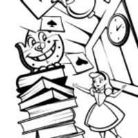 Alice’s Whimsical Attic Adventure Coloring Page