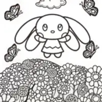 Cinnamoroll’s Floating Garden Coloring Page