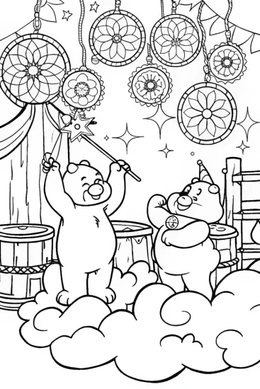 A coloring page of Care Bears Dream Weavers Coloring Page