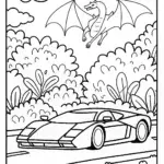 Lamborghini vs Dragon Coloring Page