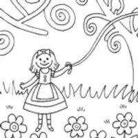 Alice’s Garden of Whimsy Coloring Page