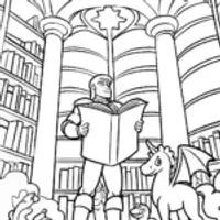 Captain America in a Mythical Library Coloring Page