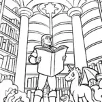Captain America in a Mythical Library Coloring Page