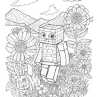 Minecraft Enchanted Garden Adventure Coloring Page
