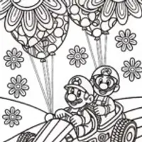 Mario and Luigi Flower Festival Race Coloring Page