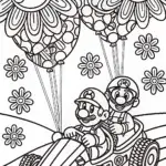Mario and Luigi Flower Festival Race Coloring Page