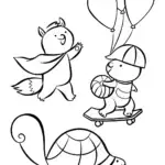 Superhero Pet Parade Coloring Page