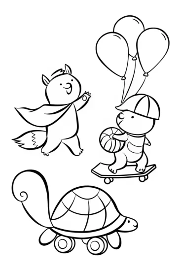 A coloring page of Superhero Pet Parade Coloring Page