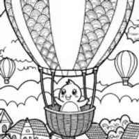 Charmander’s Cozy Hot Air Balloon Ride Coloring Page