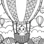 Charmander’s Cozy Hot Air Balloon Ride Coloring Page