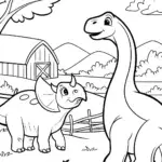 Dino Farm Adventure Coloring Page