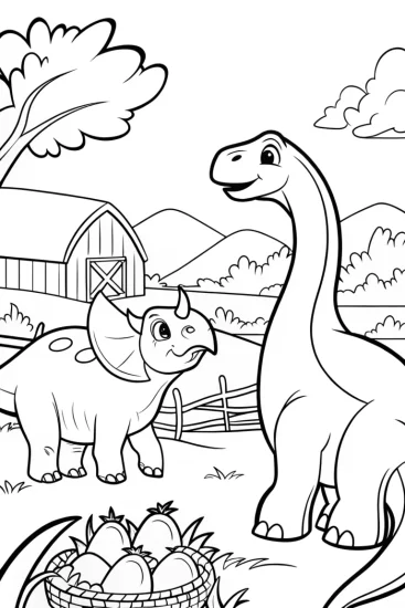 A coloring page of Dino Farm Adventure Coloring Page