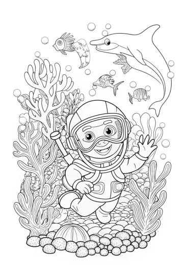 A coloring page of Mario’s Underwater Adventure Coloring Page