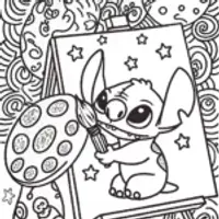 Stitch’s Galactic Art Adventure Coloring Page