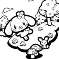 Cinnamoroll’s Fluffy Friends Adventure Coloring Page