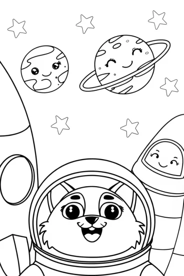 A coloring page of Squishmallow cosmic critter mission coloring page