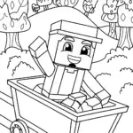 Minecraft Character Enchanted Minecart Ride Coloring Page