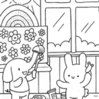Rainbow Friends’ Art Adventure Coloring Page