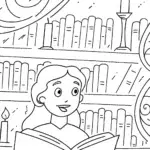 Belle’s Enchanted Library Coloring Page
