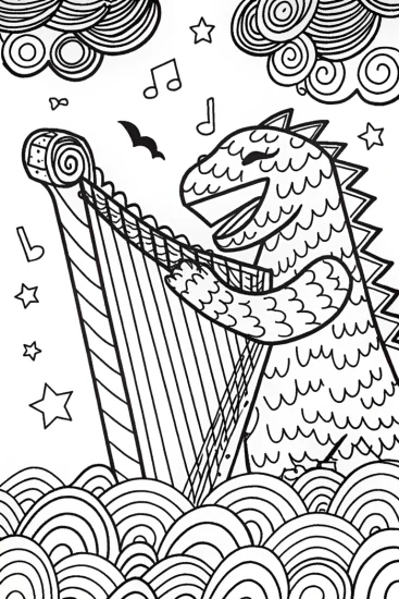 A coloring page of Godzilla’s Musical Adventure Coloring Page
