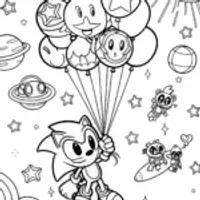 Sonic’s Cosmic Balloon Adventure Coloring Page