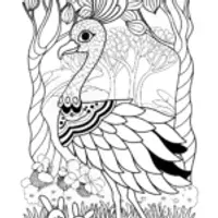 Flamingo Parade in the Enchanted Forest Coloring Page