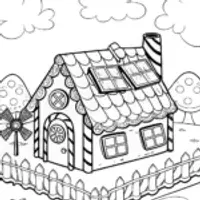 Gingerbread House Solar Farm Coloring Page