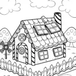Gingerbread House Solar Farm Coloring Page
