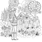 Barbie’s Enchanted Village Adventure Coloring Page